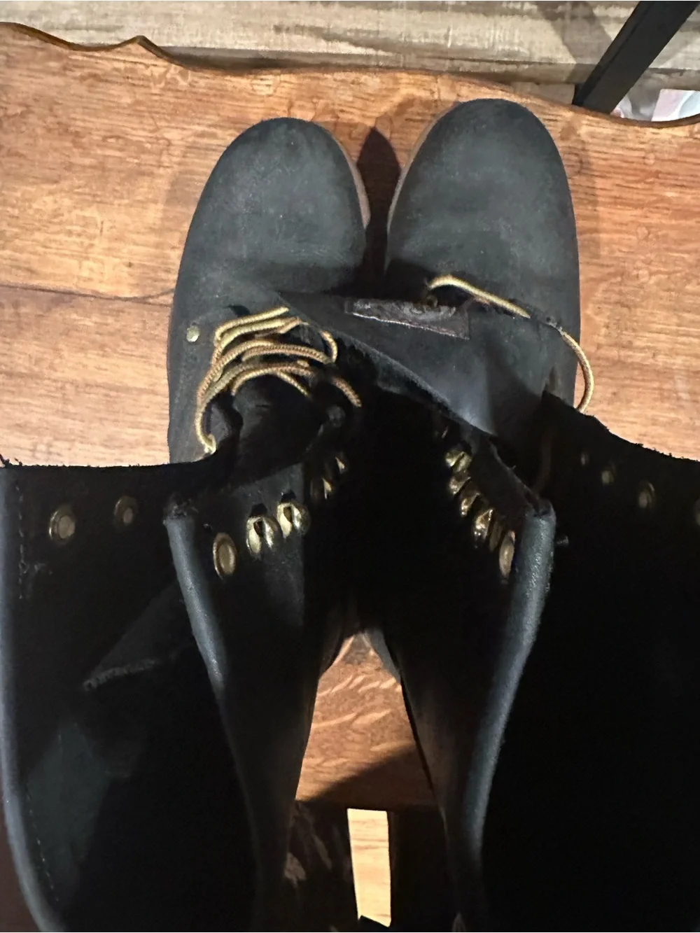 Georgia Boot Black Work Boots with Gold Laces